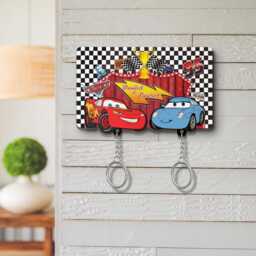 Personalized Cars Movie Couple Keychain Holder, Lightning Mcqueen & Sally Key, Hanger For Wall Hanging, Perfect Home Decor - thumbnail 2