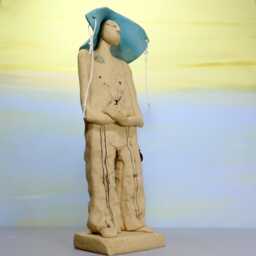 Handmade Jewish Male Figure Ceramic Sculpture, Judaic Art, Bar Mitzvah Gift - thumbnail 4