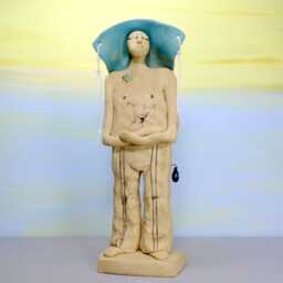 Handmade Jewish Male Figure Ceramic Sculpture, Judaic Art, Bar Mitzvah Gift - thumbnail 3