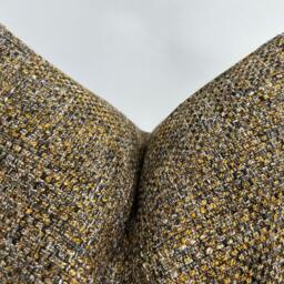 Brown & Yellow Basketweave Woven Pillow Cover, Natural Linen Textured Thick Fabric - thumbnail 3