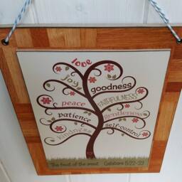 Bible Verse Art, The Fruit Of The Spirit, Wood Sign, Wall Hanging, Galatians 522-23, Colour Print On Wood Decoupage - thumbnail 2