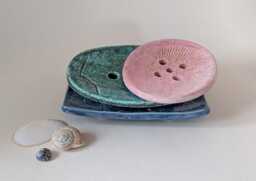 Ceramic Soap Dish With An Embossed Fossil Design - thumbnail 1