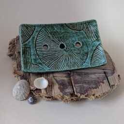 Ceramic Soap Dish With An Embossed Fossil Design - thumbnail 2