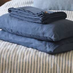 Blue Linen Bedding Set, Duvet Cover & Pillowcases, Stonewashed - thumbnail 2