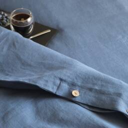 Blue Linen Bedding Set, Duvet Cover & Pillowcases, Stonewashed - thumbnail 3