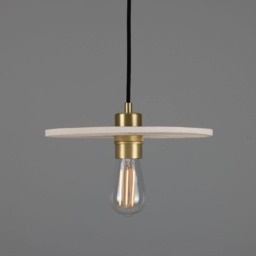 Bog Oak Organic Ceramic Disc Pendant Light Matte White Striped 11 - thumbnail 1
