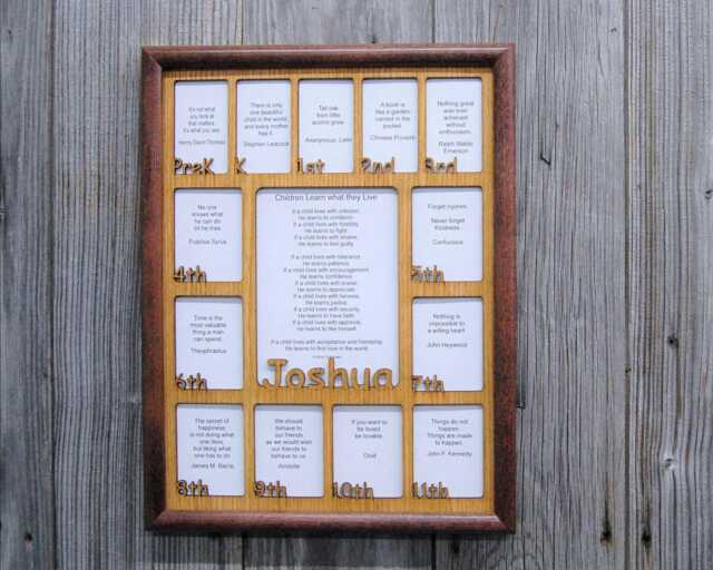 K-12Th Grade School Years Picture Frame Personalized With Name - 2.5x3.5 Photos 5x7 Photo- Rectangle 12x16 Days - image 1