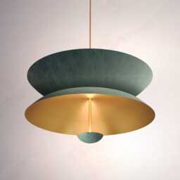 1950's Mid Century Brushed Brass Chandelier - 1950S 3-Light Flush Mount - thumbnail 3