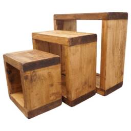 Nesting Tables - Reclaimed Timber Style Solid Wood Furniture - thumbnail 2