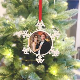 Snowflake Photo Personalised Decoration, Christmas Tree Ornament