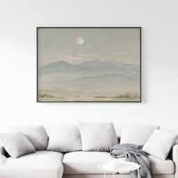 Minimal Mountain Landscape Poster, Neutral Paper Wall Art - thumbnail 3