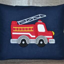 Fire Brigade Pillow, Fire Engine Children's Truck Handmade - thumbnail 3