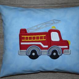 Fire Brigade Pillow, Fire Engine Children's Truck Handmade - thumbnail 2