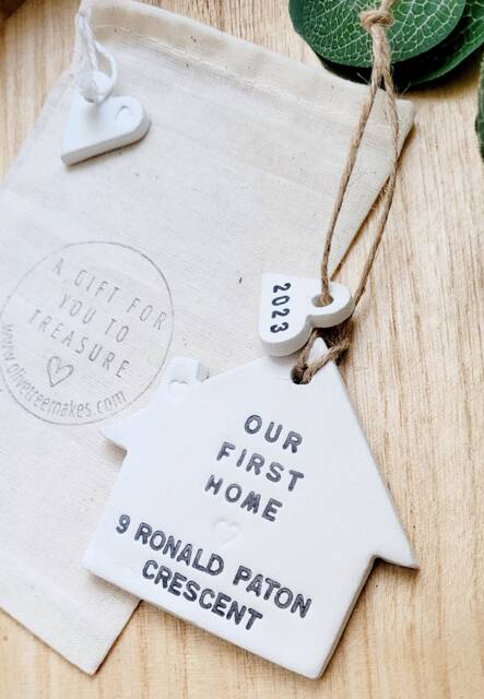 Our First Home Address Personalised 2025 Gift, Street Name Clay Keepsake, New House Move Plaque, Housewarming Together - image 1