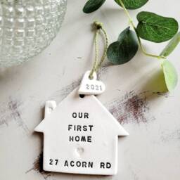 Our First Home Address Personalised 2025 Gift, Street Name Clay Keepsake, New House Move Plaque, Housewarming Together - thumbnail 3