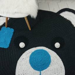 Crochet Bear Rug With A Patch For Child Personalized Teddy Carpet Animal Kids Decor Boy Woodland Nursery Baby Shower Gift - thumbnail 2
