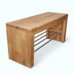 Wooden Bench, Solid Oak Stainless Steel Shoe Rack, Hall Bench With Storage Space - thumbnail 4
