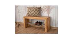 Wooden Bench, Solid Oak Stainless Steel Shoe Rack, Hall Bench With Storage Space