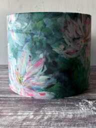 Handmade Floral Velvet Lampshade Green Waterlily Design - thumbnail 1