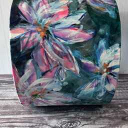 Handmade Floral Velvet Lampshade Green Waterlily Design - thumbnail 2