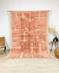 Rose Pink Textured Rug, Bold Moroccan Wool Custom Geometric Berber Carpet, Large Area Shag Minimalist Home Decor - thumbnail 1