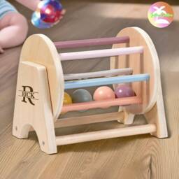 Personalized Wooden Baby Spinning Drum, Custom Montessori Sensory Toy Rainbow Spinner, Educational Colorful Toy, Gift