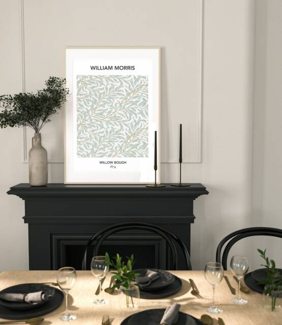 William Morris Print , Poster, Art, Wall Green Wild Flowers Art Print, Fast Delivery - image 1
