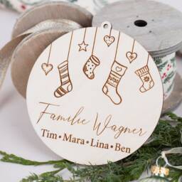 Personalized Wooden Pendants With Family Names, Christmas Tree Balls, Gifts - thumbnail 2