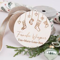 Personalized Wooden Pendants With Family Names, Christmas Tree Balls, Gifts - thumbnail 3
