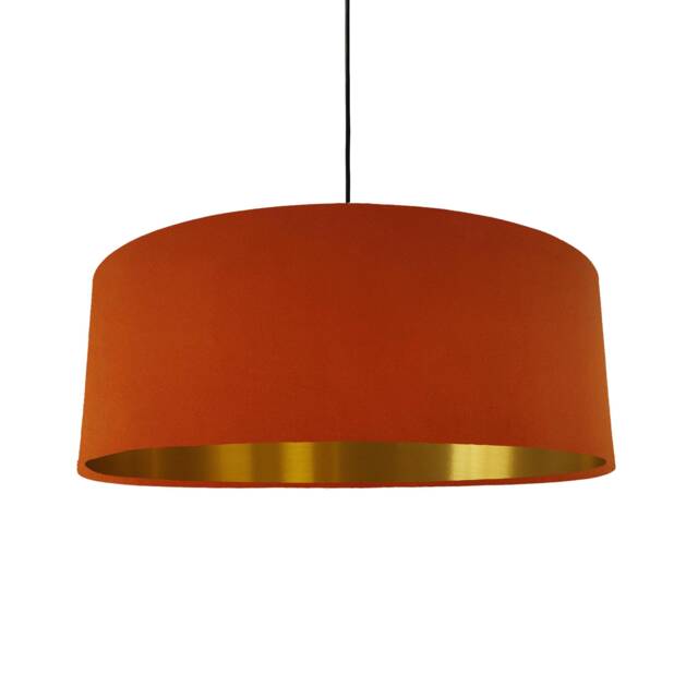 Extra Large Burnt Orange Velvet Lampshade With Gold Lining - image 1