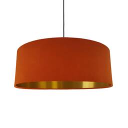 Extra Large Burnt Orange Velvet Lampshade With Gold Lining - thumbnail 1