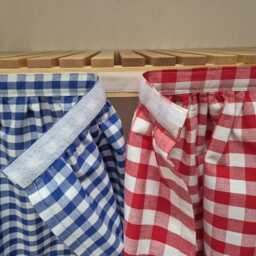Mustard Hook & Loop Sink Skirt, Checkered For Bathroom, Utility Vanity Shelf Self Adhesive Oker Curtain - thumbnail 4