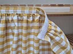 Mustard Hook & Loop Sink Skirt, Checkered For Bathroom, Utility Vanity Shelf Self Adhesive Oker Curtain