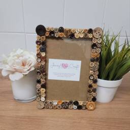 Recycled Natural Wooden Button Photo Frame 5 X 7 Inches - thumbnail 4