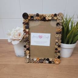 Recycled Natural Wooden Button Photo Frame 5 X 7 Inches