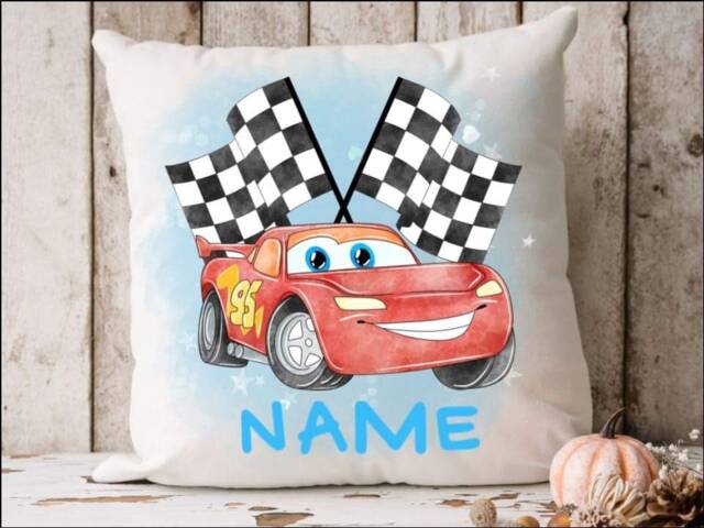 Car's Lightening Mcqueen Inspired Personalised Cushion With Any Name