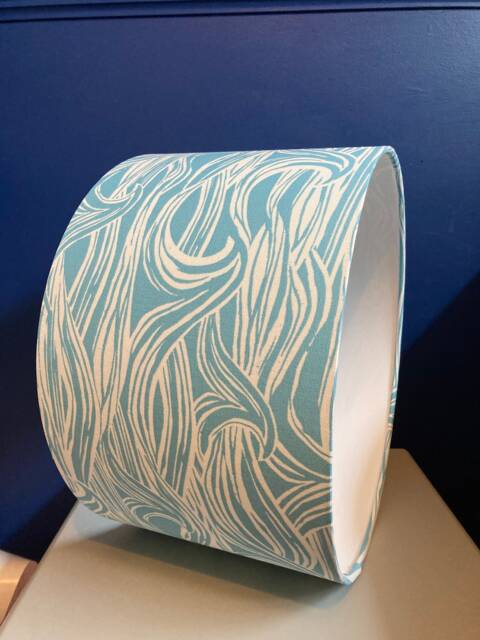 Sea Wave Lampshade, in Medium Blue, Ocean Decor, Perfect Nautical Housewarming Gift, Made To Order Various Sizes/Linings - image 1
