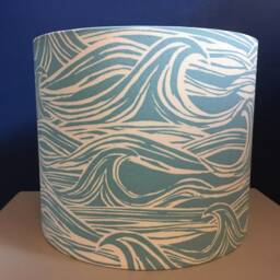 Sea Wave Lampshade, in Medium Blue, Ocean Decor, Perfect Nautical Housewarming Gift, Made To Order Various Sizes/Linings - thumbnail 2