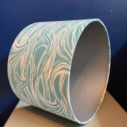 Sea Wave Lampshade, in Medium Blue, Ocean Decor, Perfect Nautical Housewarming Gift, Made To Order Various Sizes/Linings - thumbnail 4