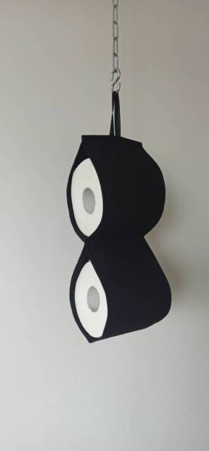 Black Toilet Roll Holder. Fabric Paper Holder - Black. Spare Bath Decor. Hanging Storage At 2 - 5 Rolls - image 1