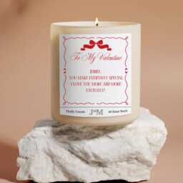 Personalised Valentine's Day Candle For Her. Customise Text Gift Set To Celebrate Valentine - thumbnail 1