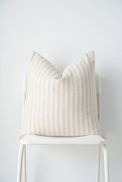 striped Pillow Cover Neutral Cream Ivory Hmong Textile - 20x20 - image 1
