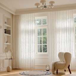 Custom Curtains White Wavy Pattern Jacquard Net Sheer Voile Curtain For Bedroom Living Room - thumbnail 3