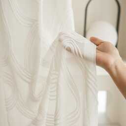 Custom Curtains White Wavy Pattern Jacquard Net Sheer Voile Curtain For Bedroom Living Room - thumbnail 2