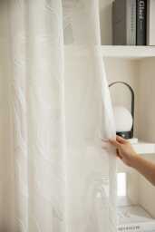 Custom Curtains White Wavy Pattern Jacquard Net Sheer Voile Curtain For Bedroom Living Room