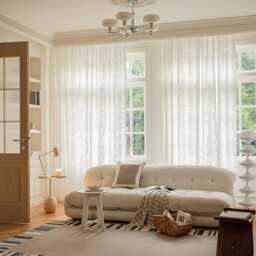 Custom Curtains White Wavy Pattern Jacquard Net Sheer Voile Curtain For Bedroom Living Room - thumbnail 4