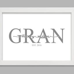Personalised Grandma Gift, Granny Or Gran Print. Family Name Gift From Grandkids. Birthday Mothers Day. A4 Print Framed - thumbnail 3