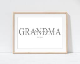Personalised Grandma Gift, Granny Or Gran Print. Family Name Gift From Grandkids. Birthday Mothers Day. A4 Print Framed - thumbnail 1
