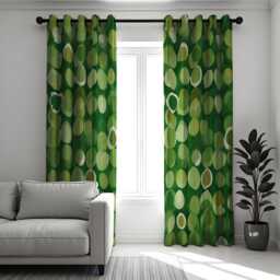 Modern Green Polka Dot Curtains, Bold Circle Design Drapes, Contemporary Window Treatment, Vibrant Yellow Pattern Curtain Panels - thumbnail 2