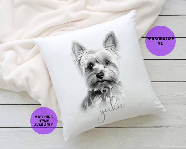 Personalised Yorkshire Terrier Cushion, Dog Breed Gift, Personalised Soft Furnishings